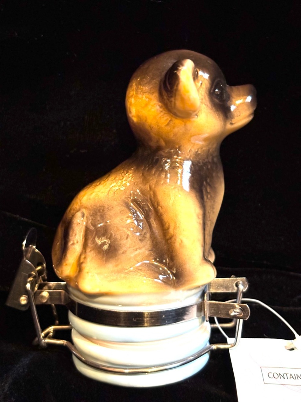 Ceramic Chihuahua Figurine in Amber and White